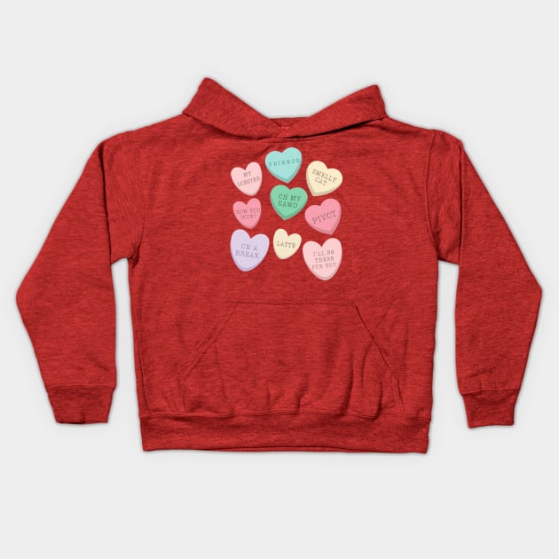 FRIENDS Valentines Conversation Hearts Kids Hoodie by WearablePSA